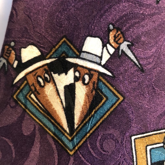 Mad Magazine Alfred E. Newman/Spy vs Spy Purple Silk Tie Made in Canada - Picture 3 of 12